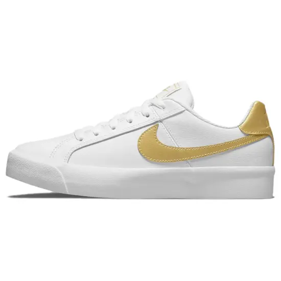Nike Court Royale Skateboarding Shoes Women's Low-top White/Gold