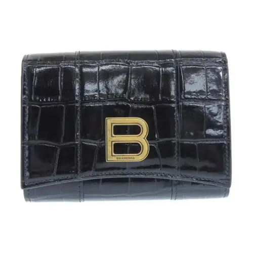 Balenciaga Leather Clutch Wallet Regular Women's Black