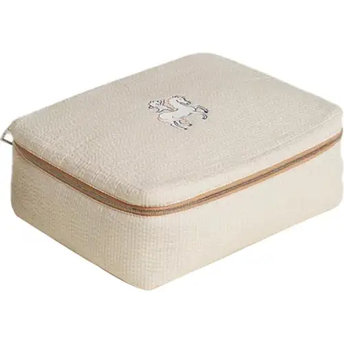 HERMES Toogo Embroidery Print Polyester Storage Bag Medium Size Women's Cookie