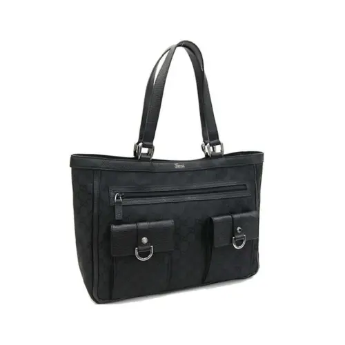 GUCCI Nylon Tote Bag, Shopping Bag, Shoulder Bag, Handbag Unisex Black