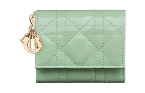 DIOR Lady Dior Calfskin Wallet Women's Green