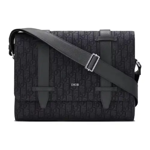 DIOR Jacquard Canvas Messenger Bag, Messenger Bag, Shoulder Bag, Crossbody Bag Men's Black
