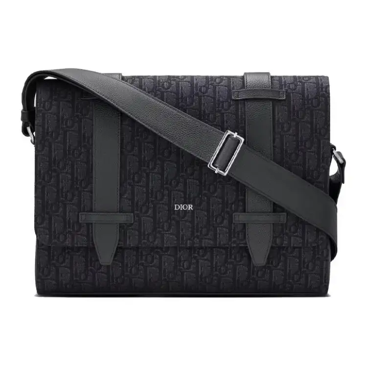 DIOR Jacquard Canvas Messenger Bag, Messenger Bag, Shoulder Bag, Crossbody Bag Men's Black