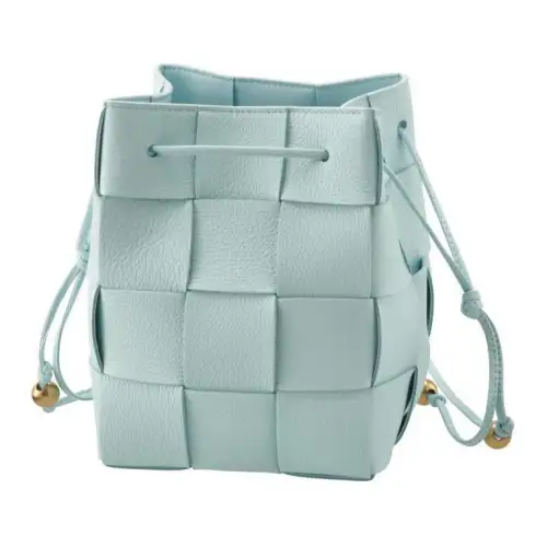 Bottega Veneta CASSETTE Grain Leather Bucket Bag, Shoulder Bag, Crossbody Bag Women's Light Blue