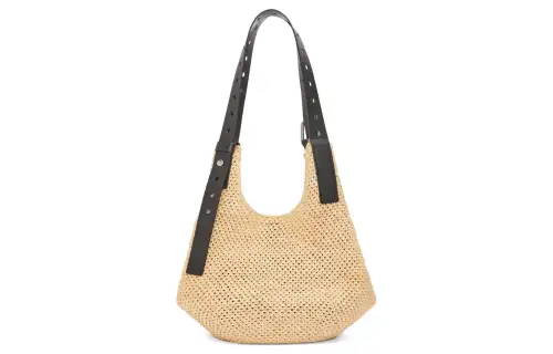 LOEWE Raffia With Calfskin Hobo Bag, Handbag, Shoulder Bag Women's Natural & Black