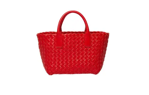 Bottega Veneta Cabat Leather Crossbody Handbag Mini Women's Red