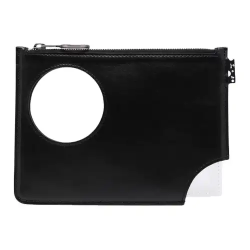 OFF WHITE Leather Clutch Men's Black