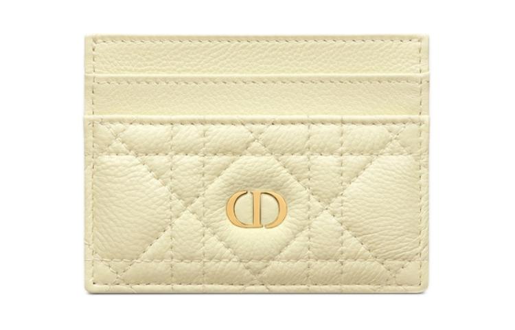 DIOR Dior metal letter logo cannage calfskin card holder card holder women's light yellow