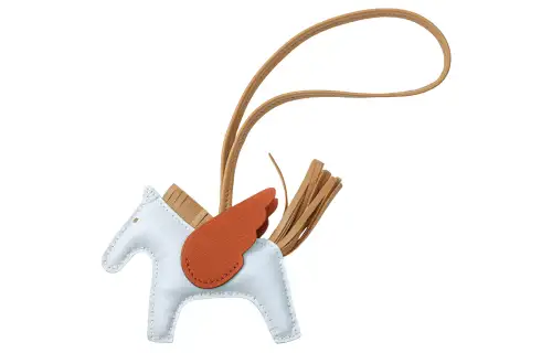 HERMES Leather Charms Unisex Haze Blue Tea Brown Copper Red