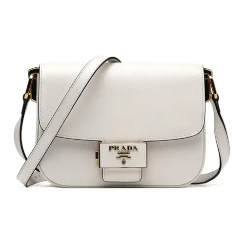 PRADA Saffiano Cow Leather Shoulder Bag, Crossbody Bag Women's White