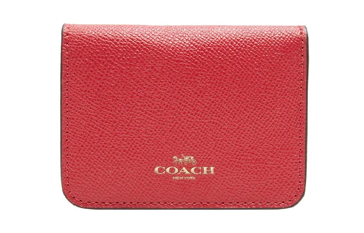 COACH Card Case Leather Wallet, Card Holder Small Women's Red