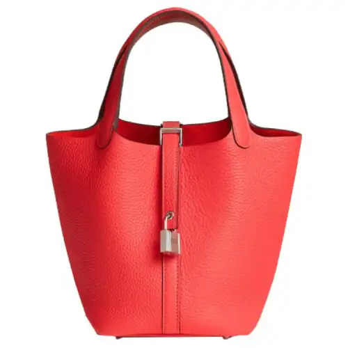HERMES Picotin Lock Taurillon Clemence Leather Basket Bag, Bucket Bag, Handbag 18 Women's 0E Rose Texas Pink