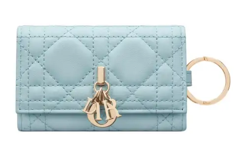 DIOR My Dior Lambskin Key Pouch Women's Sky Blue