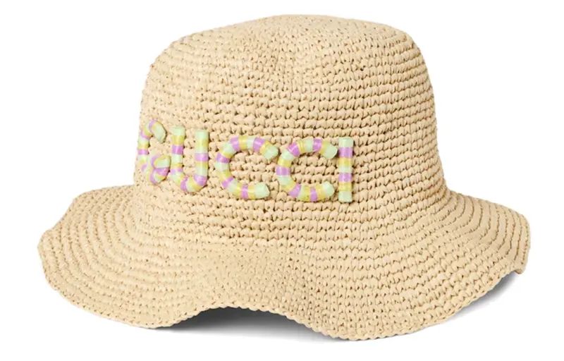 GUCCI Logo-patch Raffia Hat