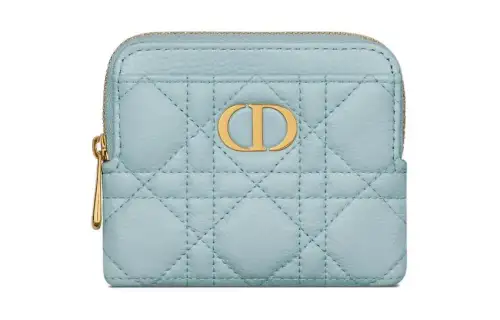 DIOR Caro Cow Leather Wallet Women's Space Blue