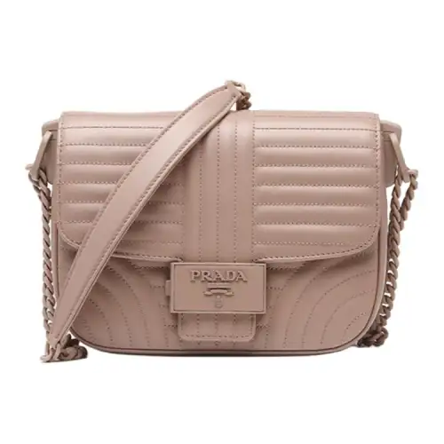 PRADA Zip And Buckle Leather Shoulder Bag, Crossbody Bag Women's Nude