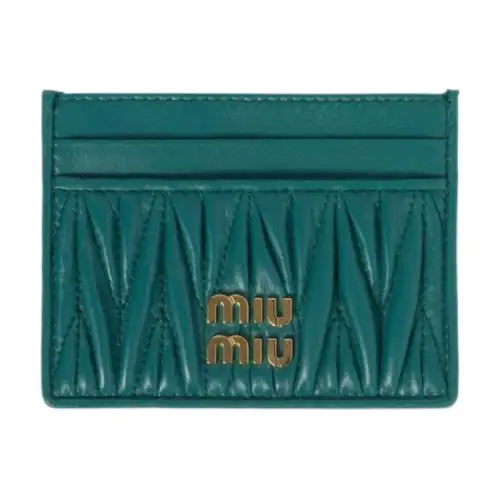 MIU MIU Matelassé Leather Card Holder Women's Lagoon Blue