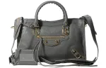 Balenciaga Shiny Goatskin Handbag, Shoulder Bag Small Women's Gray