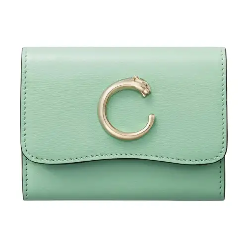 CARTIER PANTHÈRE Calfskin Wallet Mini Women's Sage Green