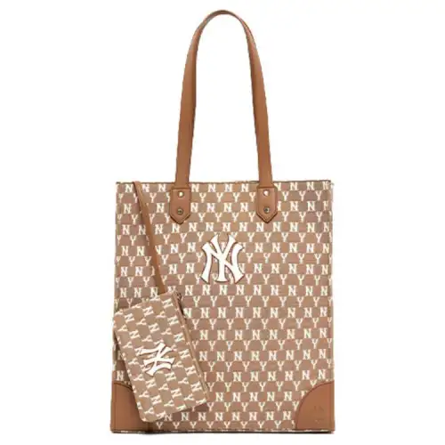 MLB Monogram Collection Polyester Combo Bag, Tote Bag, Shopping Bag, Shoulder Bag, Handbag Regular Unisex Khaki