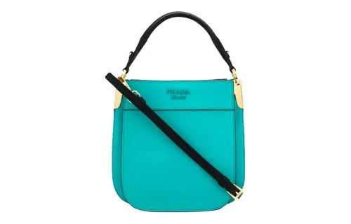 PRADA Calfskin Tote Bag, Shopping Bag, Portable Crossbody Bag, Shoulder Bag Small Women's Jade Blue
