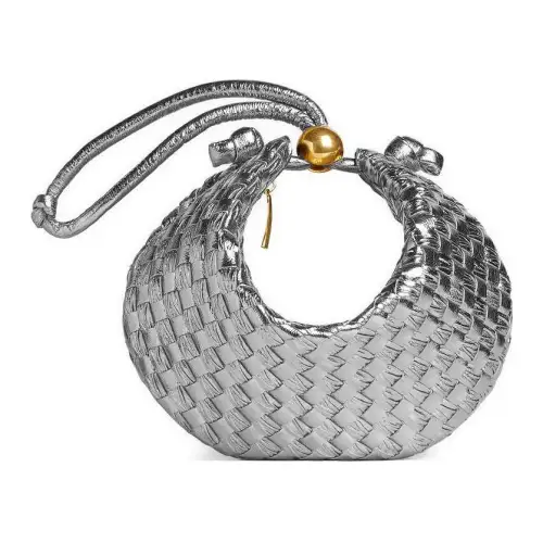Bottega Veneta Lambskin Clutch Small Women's Silver