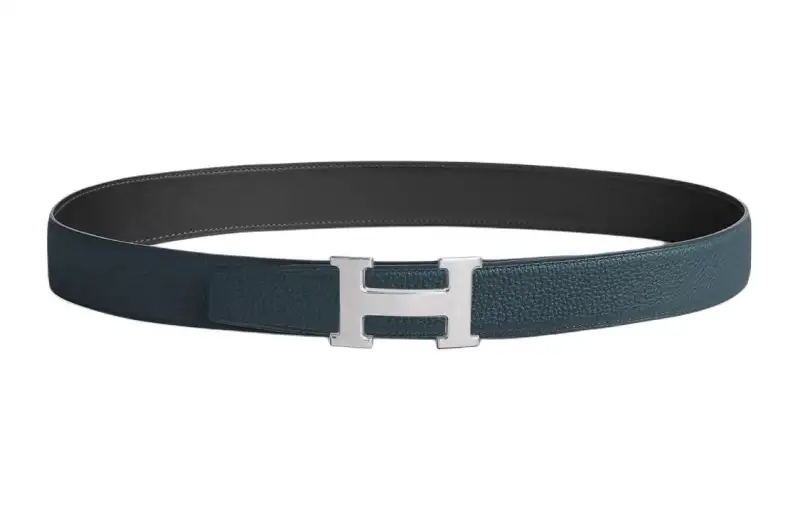 HERMES Palladium Plated Metal, Calfskin Leather Belts Women's Width 3.2cm