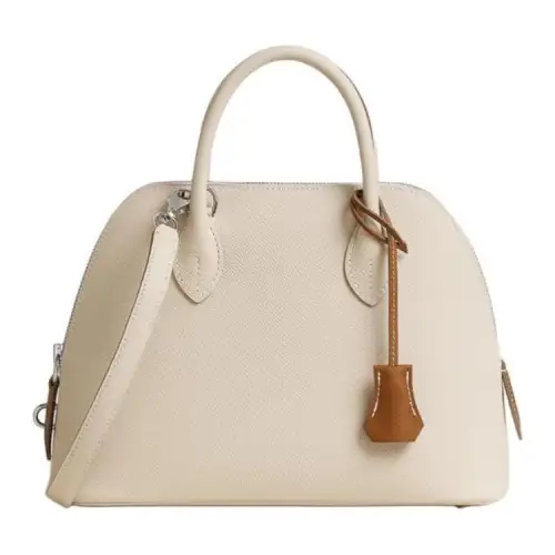 HERMES Bolide Epsom Calfskin Bowling Bag, Shoulder Bag, Crossbody Bag, Handbag Women's Ecru & Light Purple