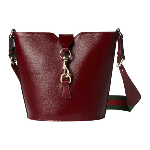 GUCCI Patent Leather Bucket Bag, Shoulder Bag, Crossbody Bag Mini Women's Burgundy