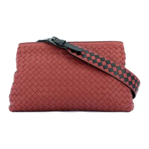 Bottega Veneta Calfskin Crossbody Bag, Shoulder Bag Women's Red