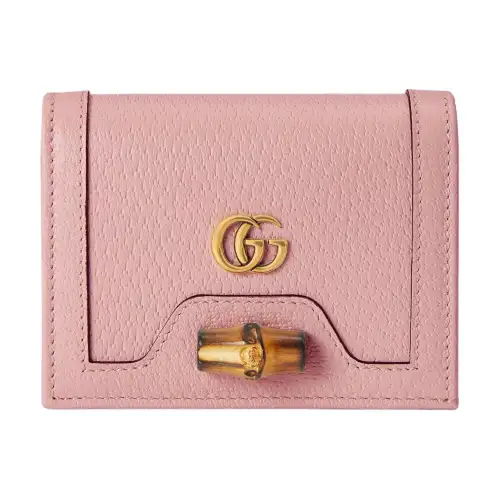 GUCCI Leather Wallet, Card Holder Regular Women's Light Pink