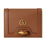GUCCI Leather Card Holder, Wallet Women's Brown