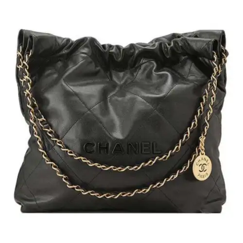 CHANEL Bright Grain Calfskin One Shoulder Handbag Women's Black