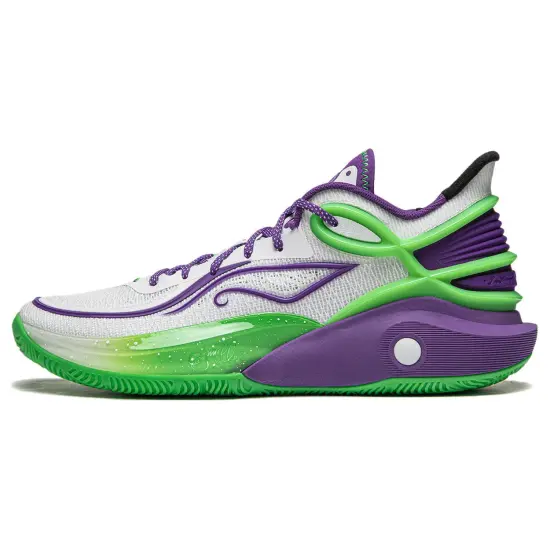 LiNing CJ 3 Anti Slip And Wear Resistant Lightweight Rebound Low Top Basketball Shoes Men's White Purple Green