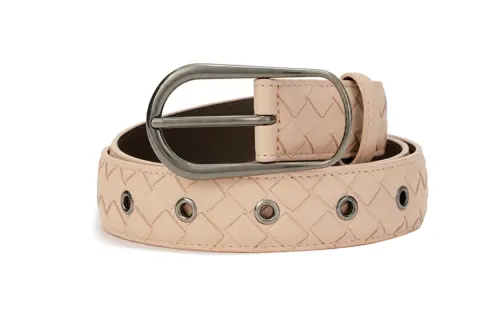 Bottega Veneta Plaid Design, Pin Buckle Cow Leather Belts Women's Pink Width 4CM