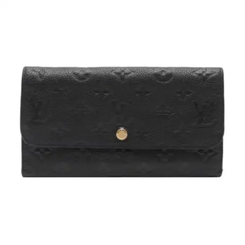 LOUIS VUITTON Leather Wallet Women's Black