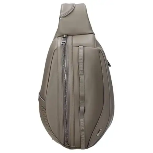 DIOR Leather Crossbody Bag, Shoulder Bag Medium Men's Mud Gray