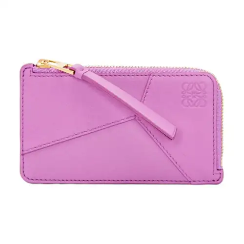LOEWE Puzzle Calfskin Card Holder Women's Rock Rose