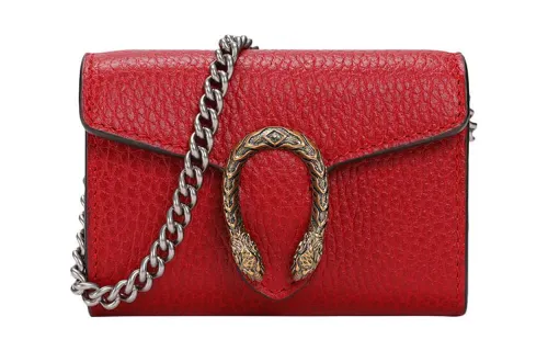 GUCCI Dionysus Cow Leather Chain Bag Handbag Coin Purse Wallet Extra Mini Women's Red