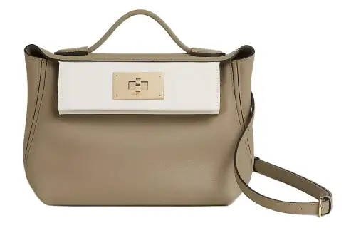 HERMES 24/24 Evercolor & Swift Calfskin Shoulder Bag, Crossbody Bag, Handbag Mini Women's Beige & Brown
