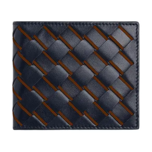 Bottega Veneta Intrecciato Cow Leather Wallet Men's Space Blue
