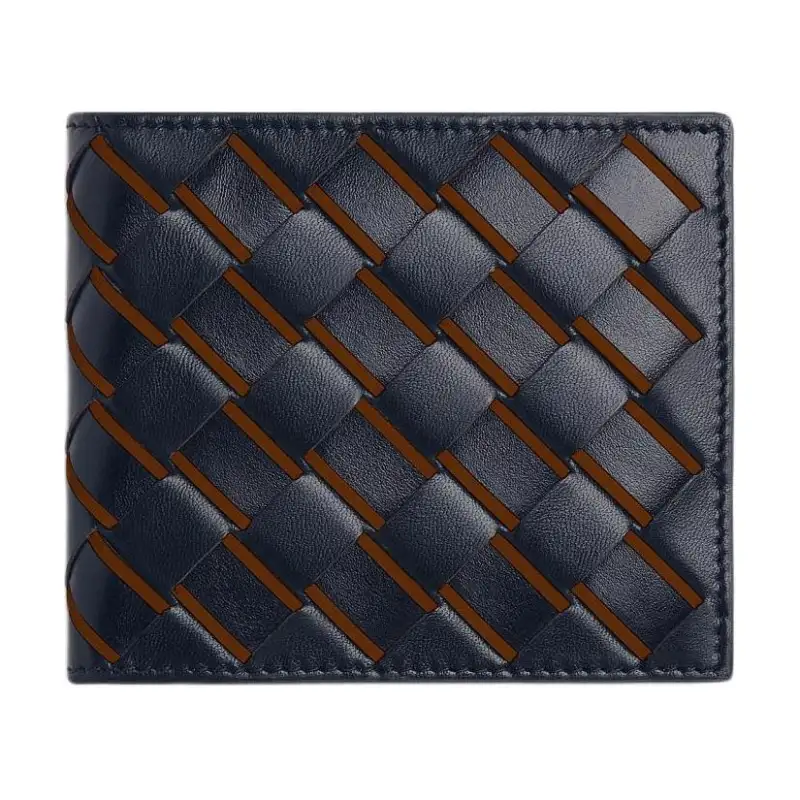 Bottega Veneta Intrecciato Cow Leather Wallet Men's Space Blue