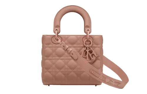 DIOR Lady Dior Matte Cowhide Handbag, Portable Crossbody Bag, Shoulder Bag Regular Women's Flesh Pink