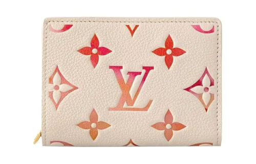 LOUIS VUITTON Sunrise Aquarelle Leather Wallet Women's Ivory White