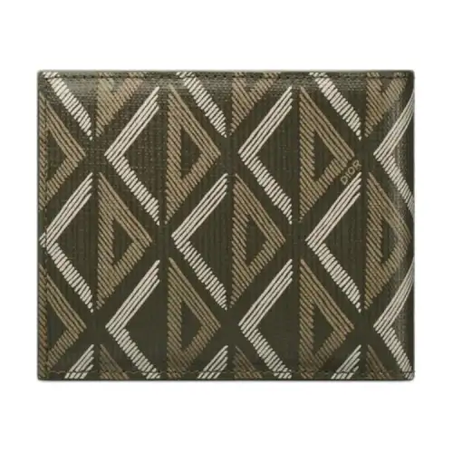 DIOR CD Diamond Smooth Calfskin Wallet Men's Khaki