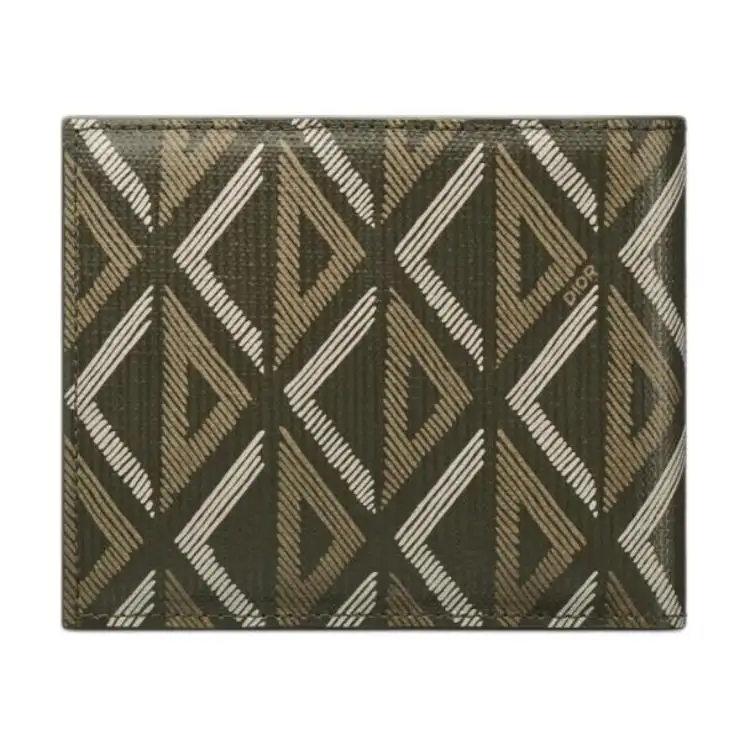 DIOR CD Diamond Smooth Calfskin Wallet Men's Khaki