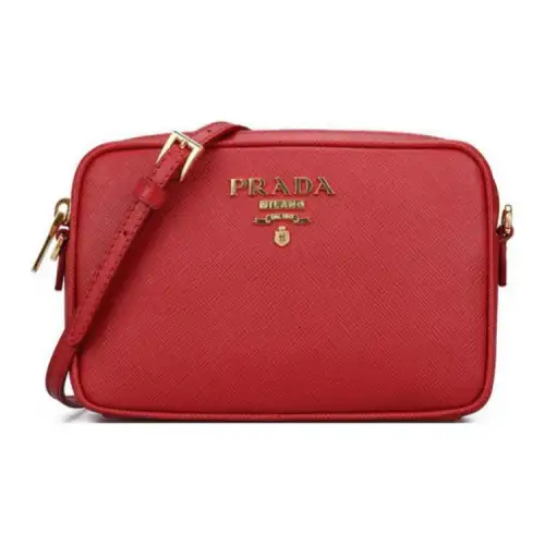 PRADA Cow Leather Crossbody Bag, Shoulder Bag Women's Red