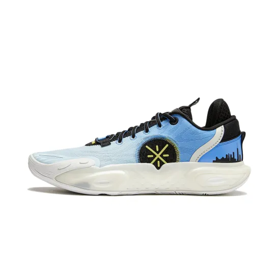 LINING All City 12 Basketball Shoes Men Low-Top Light Blue/White Black