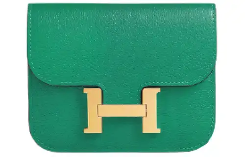 HERMES Constance Slim Gold tone Lock Evercolor Calfskin Wallet Fanny Pack Women's