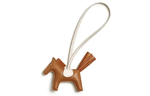 HERMES Lambskin Ornament Unisex Brown